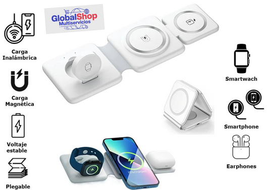 Cargador  Magnetico, Inalambrico Plegable 3 En 1